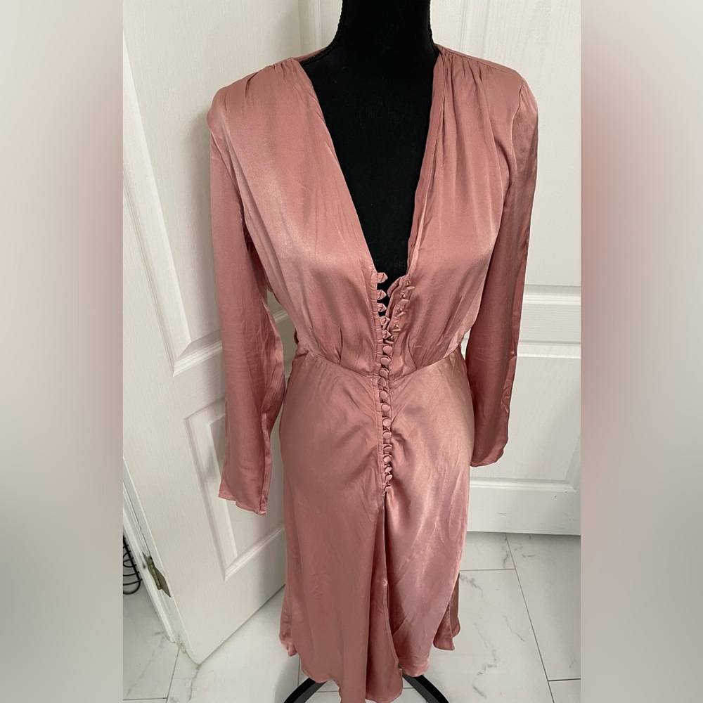 GHOST London vintage midi dress antique rose size S 40s elegant classy bride - Picture 4 of 10
